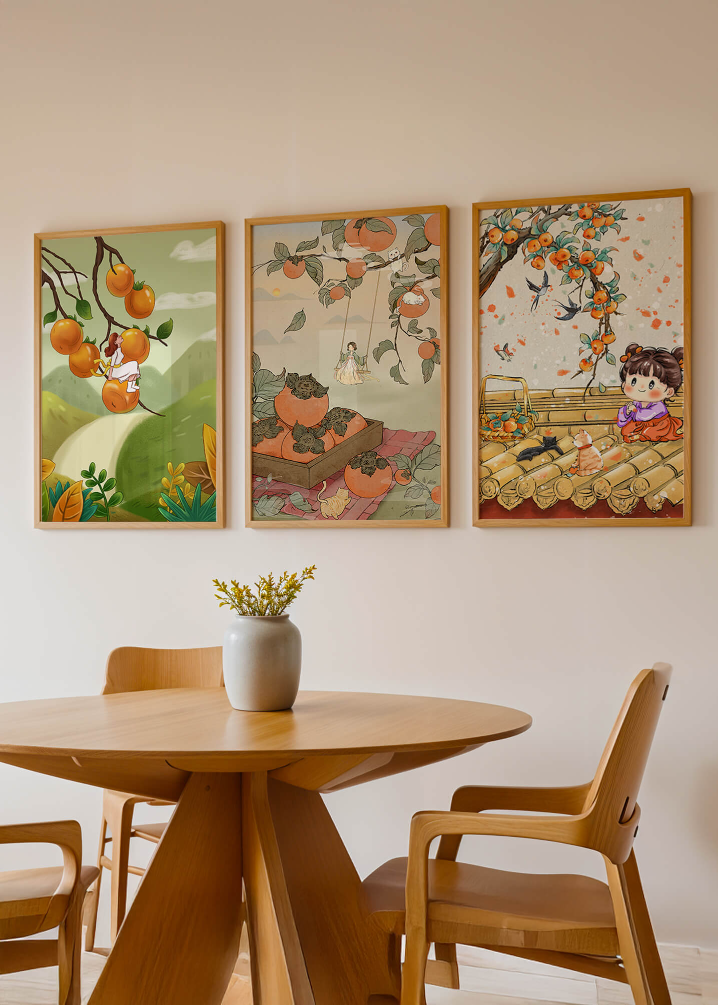 Ilustraciones De Persimmons En Lienzos Sin Marco