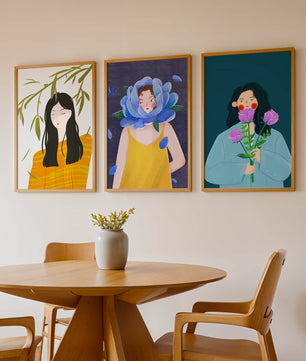 Ensemble de trois illustrations modernes sans cadre