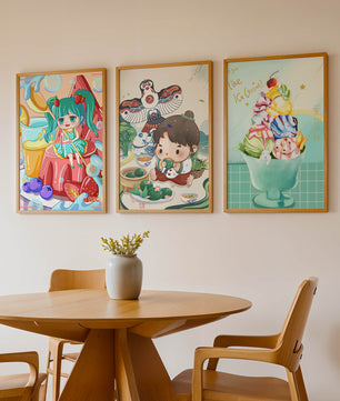 Illustrations d’art coloré avec des personnages animés et un design moderne