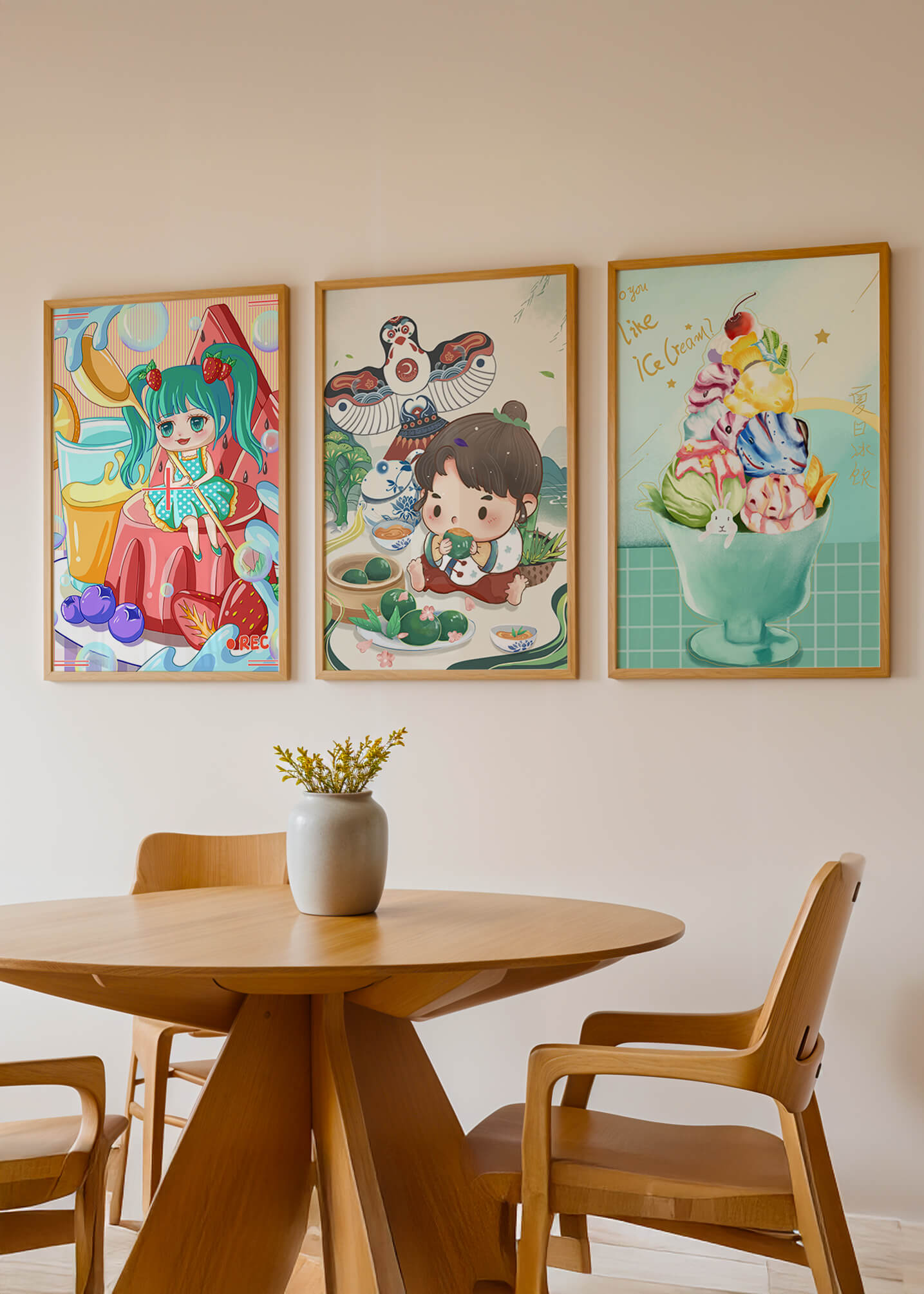 Illustrations d’art coloré avec des personnages animés et un design moderne