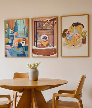 Décorations artistiques chaleureuses pour la maison avec des illustrations d’hiver