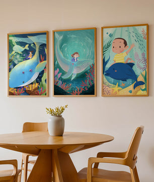 Tableau pour Enfants d’Aventures Sous-Marines avec Animaux Marins