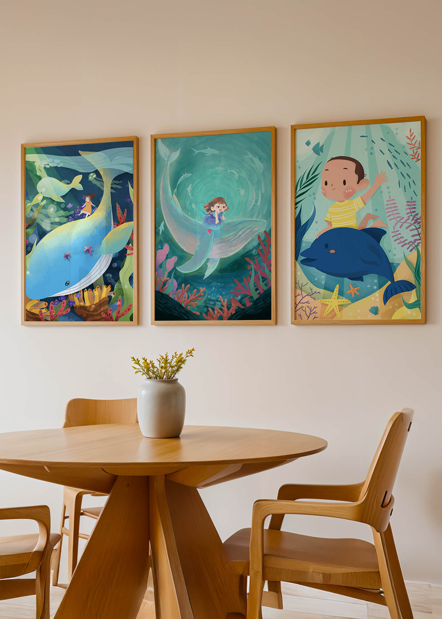 Tableau pour Enfants d’Aventures Sous-Marines avec Animaux Marins