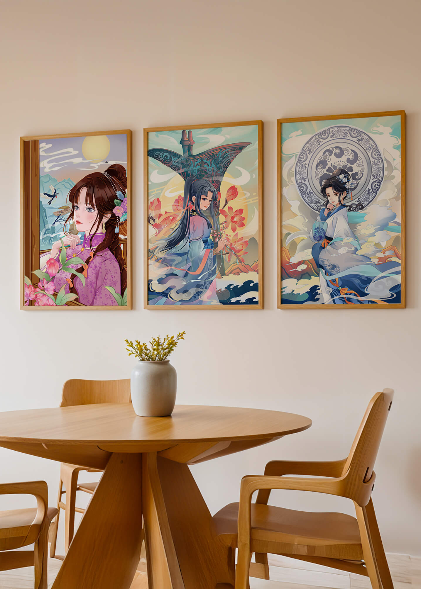 Arte Oriental en Interiores Modernos con Impresión de Alta Calidad