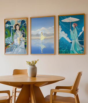 Décoration artistique de style oriental avec trois œuvres