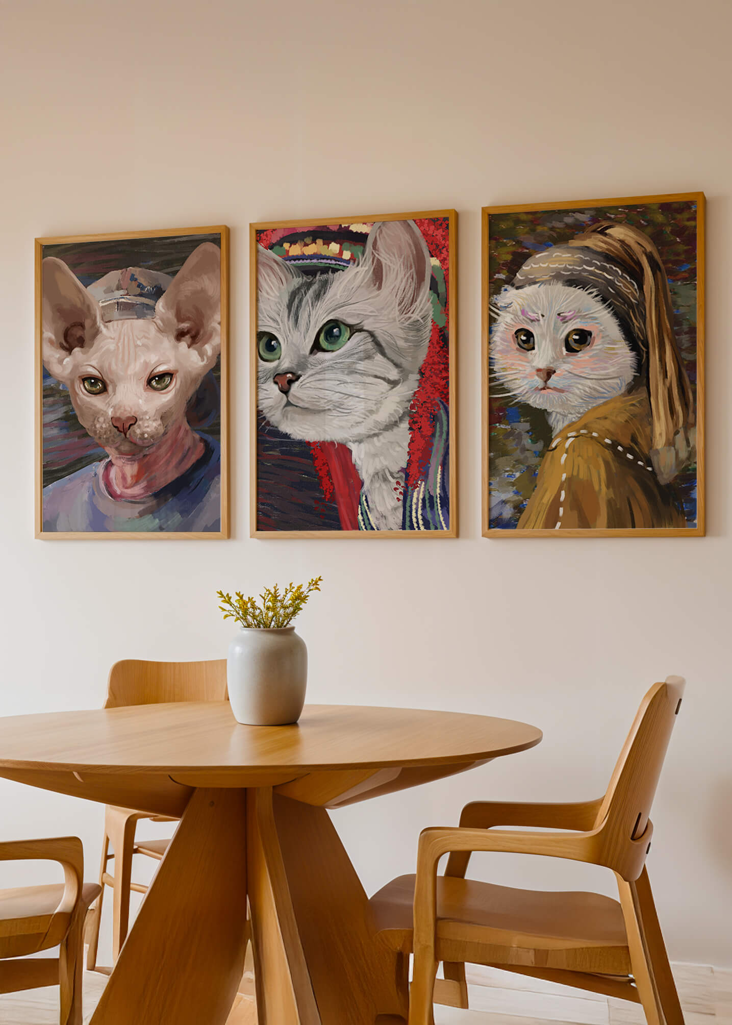 Pinturas de Gatos Elegantes en Estilo Clásico