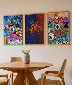 Ensemble d'œuvres d'art moderne aux couleurs vibrantes