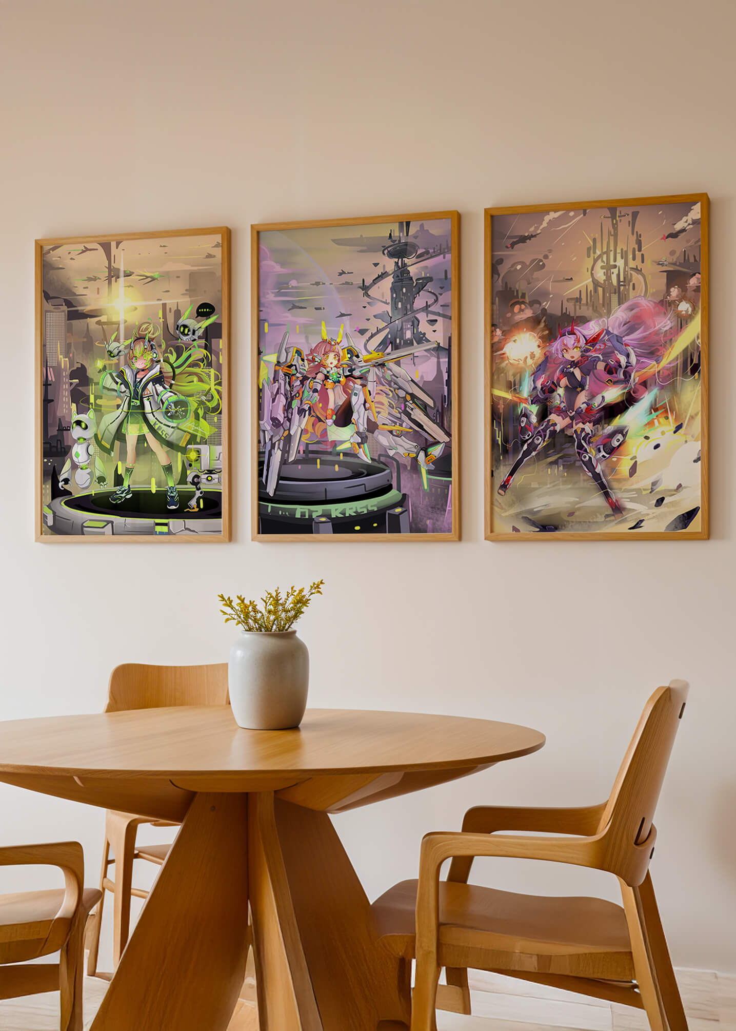 Impressions artistiques de personnages dans le style cyberpunk