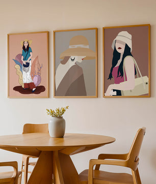 Retratos Modernos de Mujeres con Sombreros en Estilo Vectorial