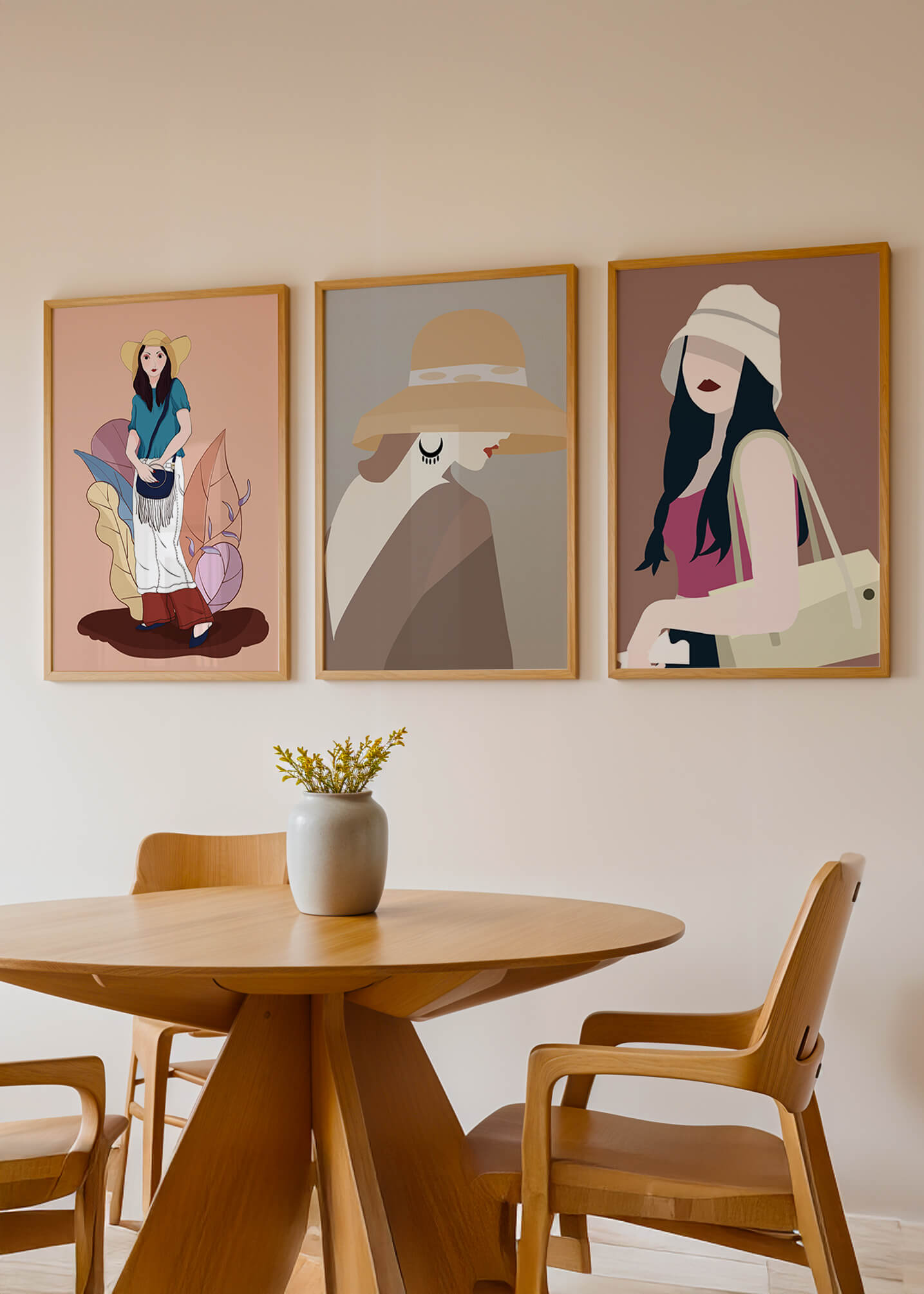 Retratos Modernos de Mujeres con Sombreros en Estilo Vectorial