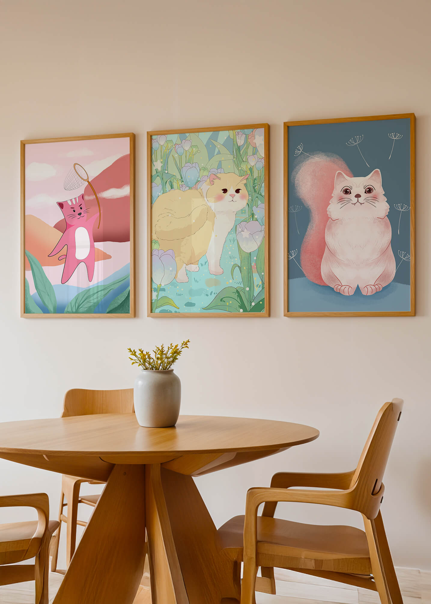 Ensemble d’illustrations de chats dans un style artistique moderne