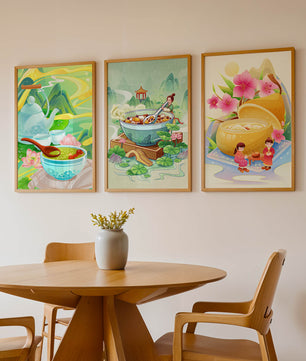 Imágenes Artísticas de Comida Tradicional con Motivos Culturales