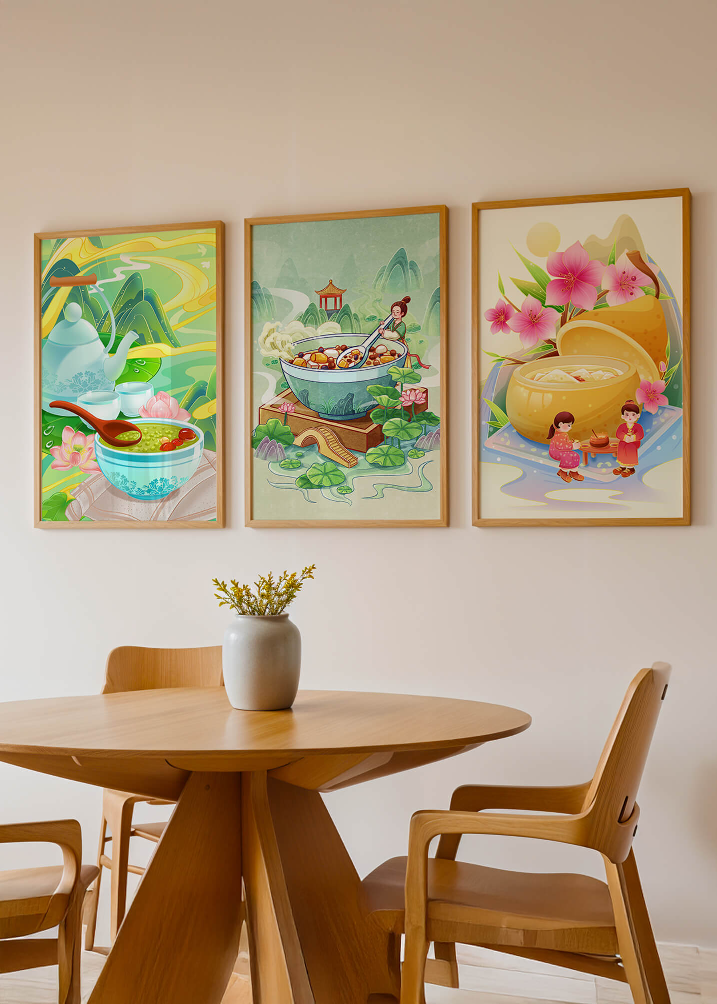 Imágenes Artísticas de Comida Tradicional con Motivos Culturales