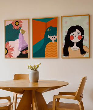 Illustrations modernes colorées sans cadre avec portraits