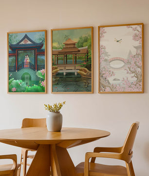Triptyque de paysages asiatiques en impressions artistiques