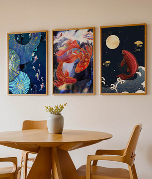 Koi-Fisch-Poster im Orientalischen Stil