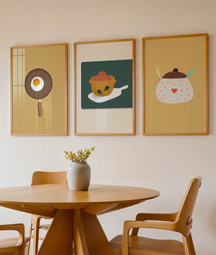 Trio de tableaux de cuisine aux motifs minimalistes et modernes