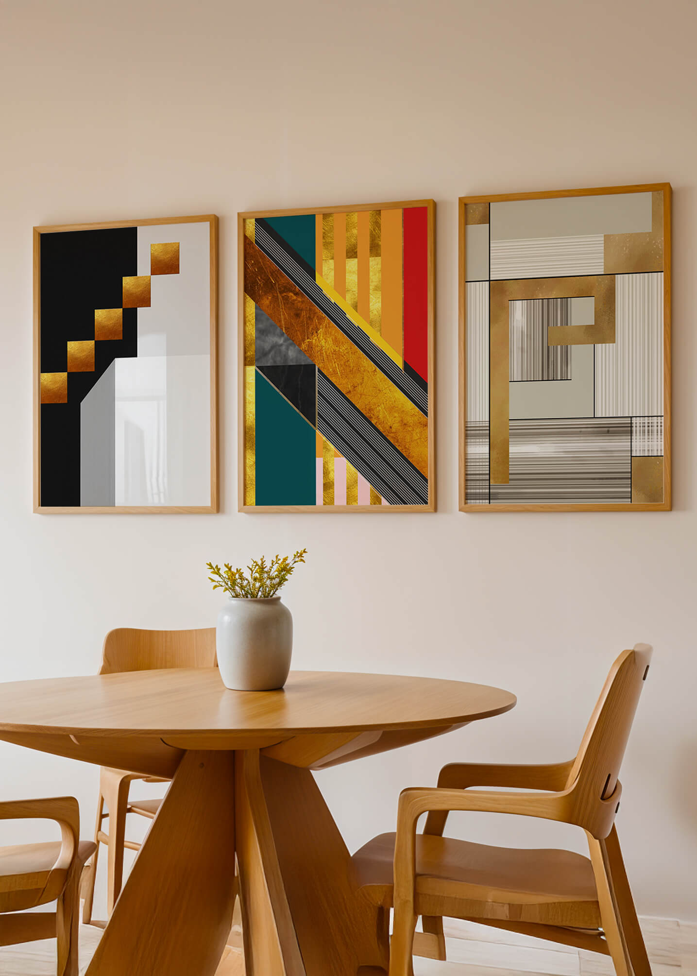 Arte Abstracto Moderno con Detalles Dorados