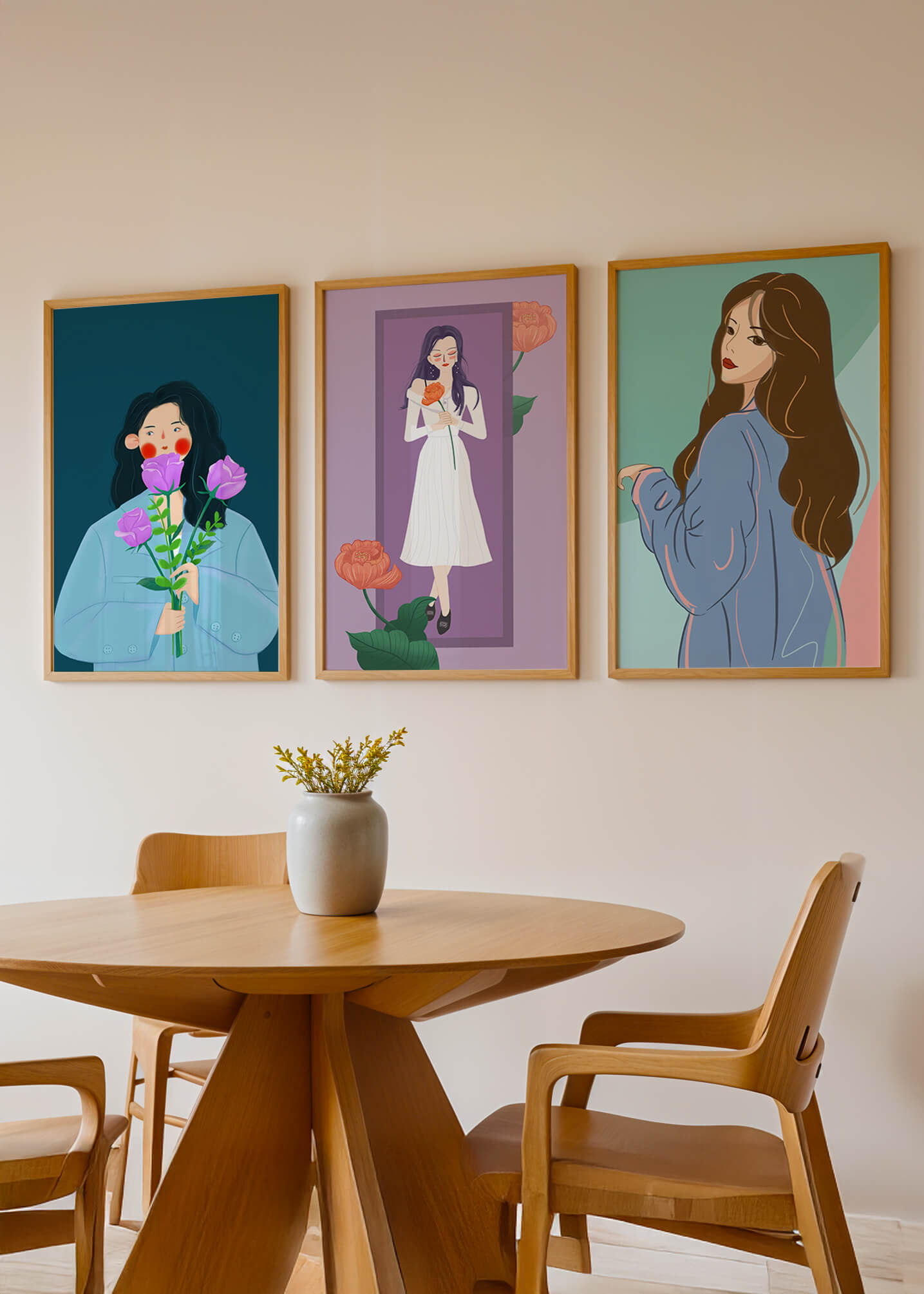 Ilustraciones Modernas De Mujeres Con Flores