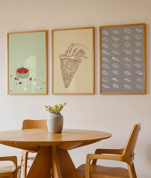 Trio d’affiches d’art moderne sur la nourriture