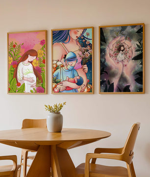 Art moderne de mères et de nature en couleurs vibrantes