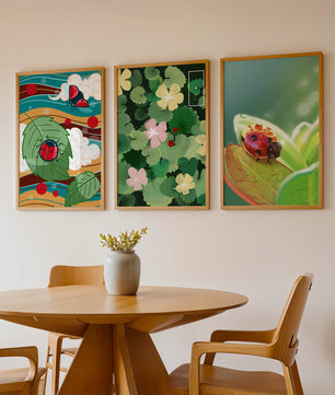 Tríptico De Mariquitas En Estilo Natural Moderno