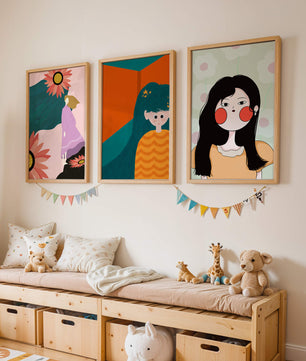 Illustrations modernes colorées sans cadre avec portraits