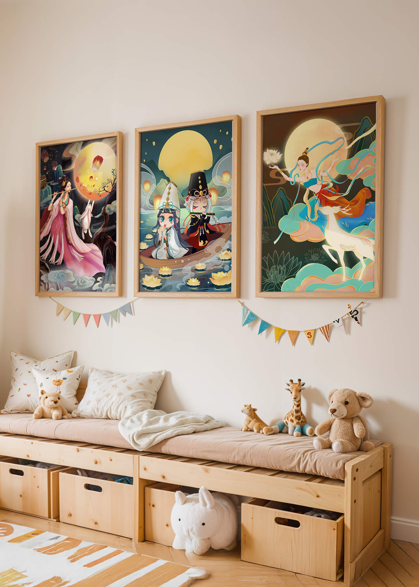 Pinturas De Fantasía Con Luna Llena Y Personajes Mitológicos