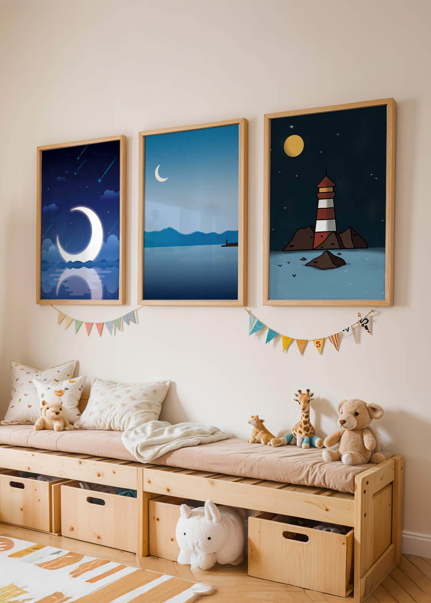 Ensemble de toiles Nuit étoilée et Phare