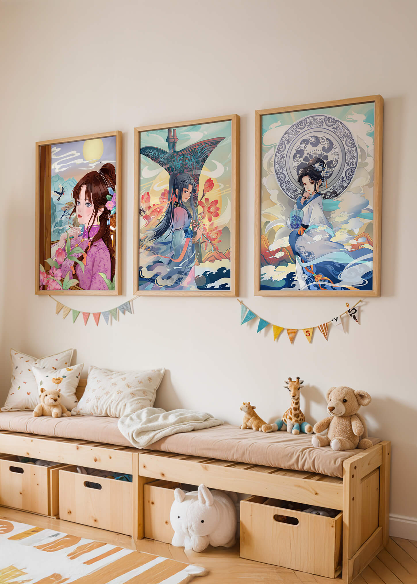 Arte Oriental en Interiores Modernos con Impresión de Alta Calidad