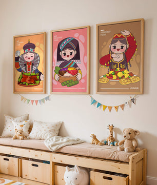 Illustrations culturelles de nourriture dans divers styles ethniques
