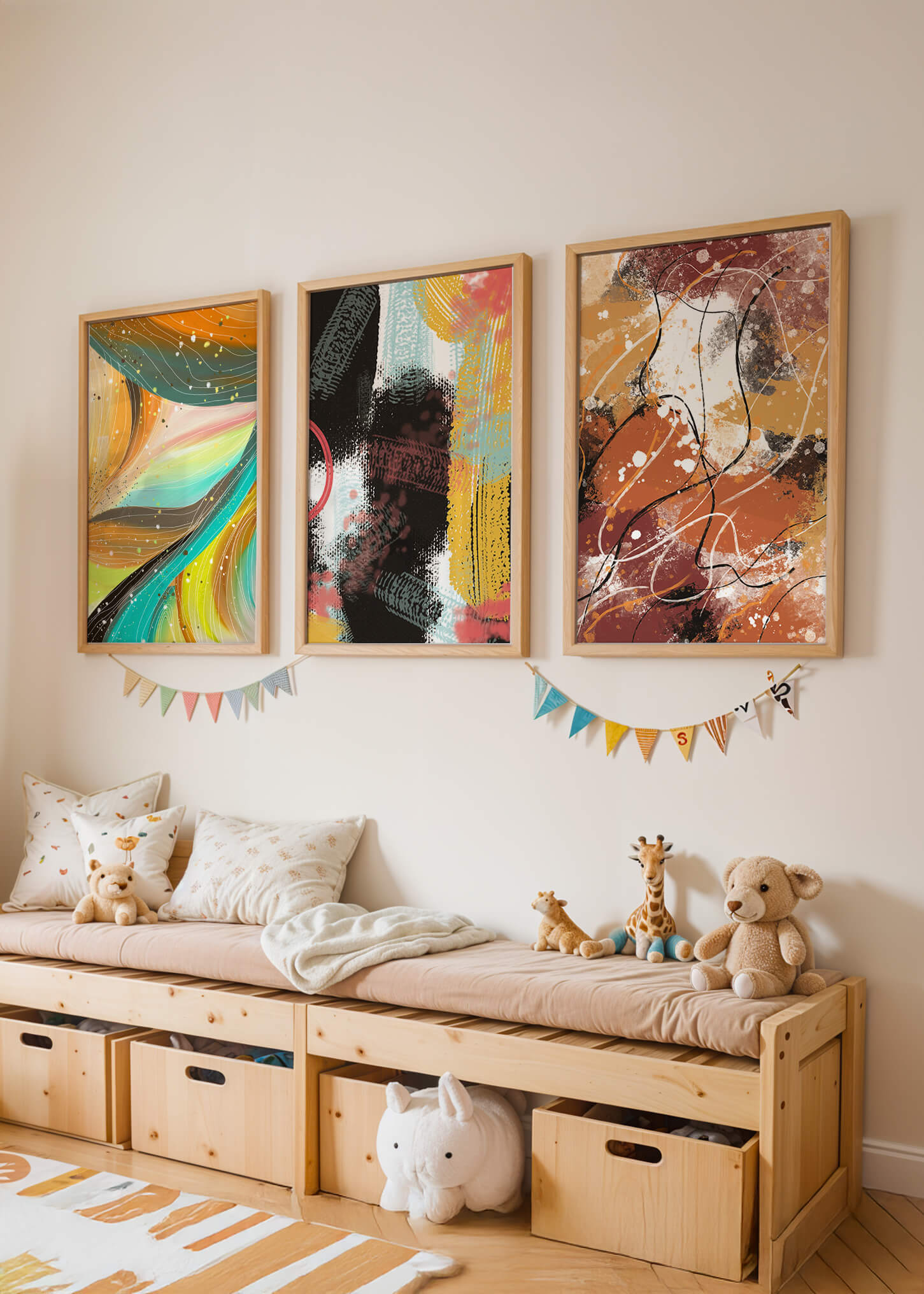 Conjunto De Cuadros Abstractos De Impresión En Alta Calidad