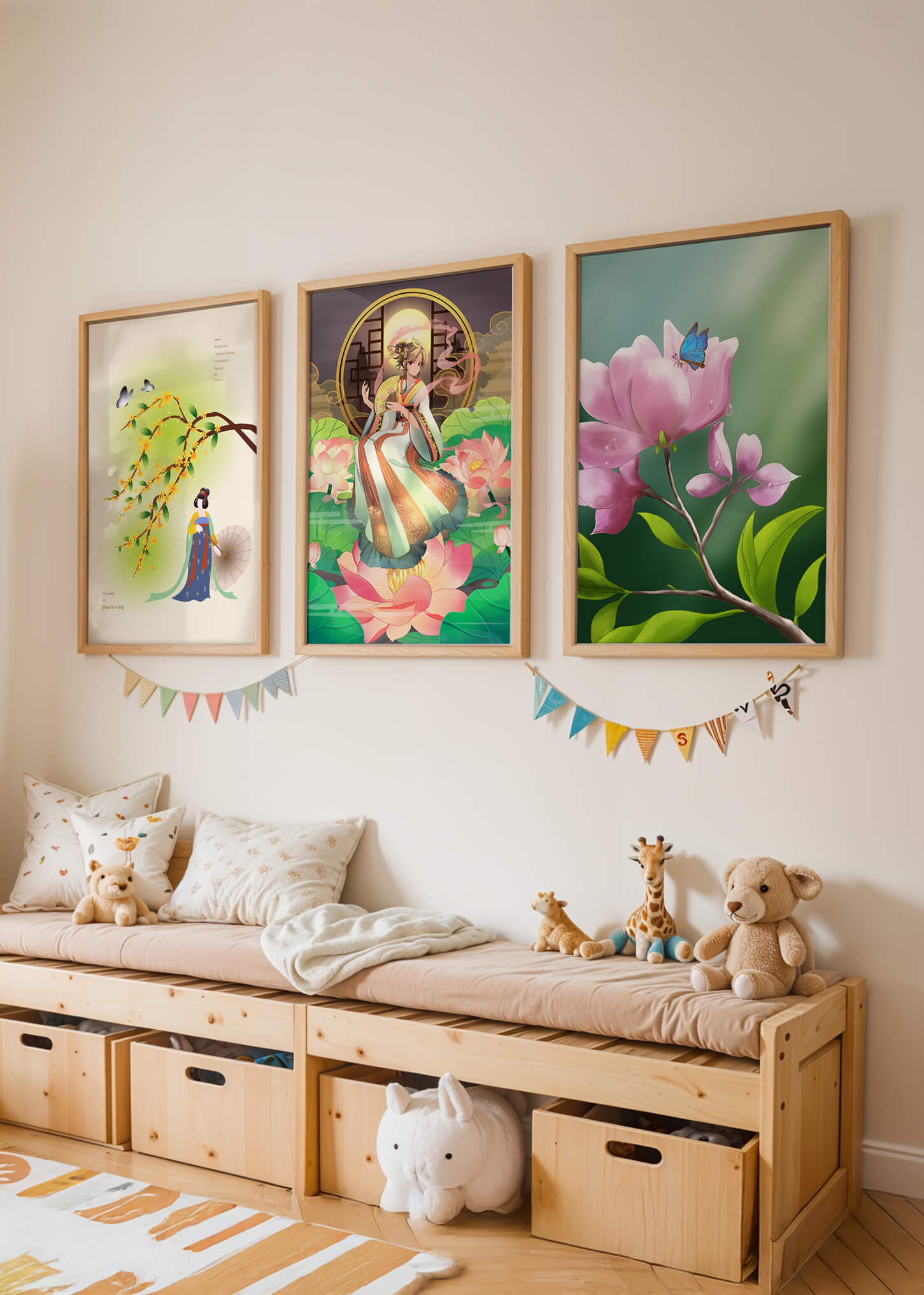 Ensemble d’impressions d’art oriental sans cadre