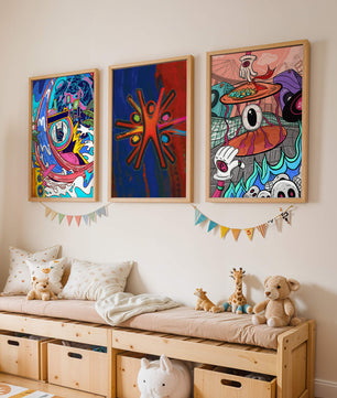 Ensemble d'œuvres d'art moderne aux couleurs vibrantes