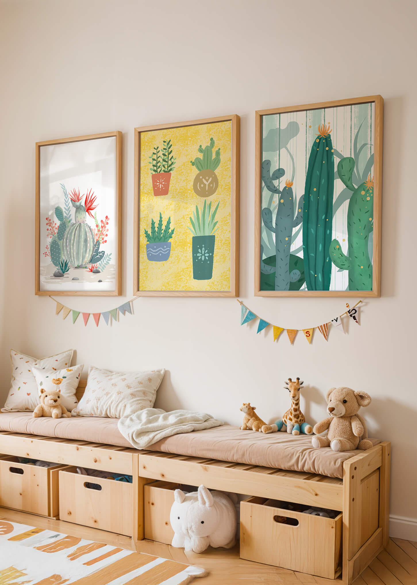 Conjunto De Impresiones De Cactus Sin Marco En Interior