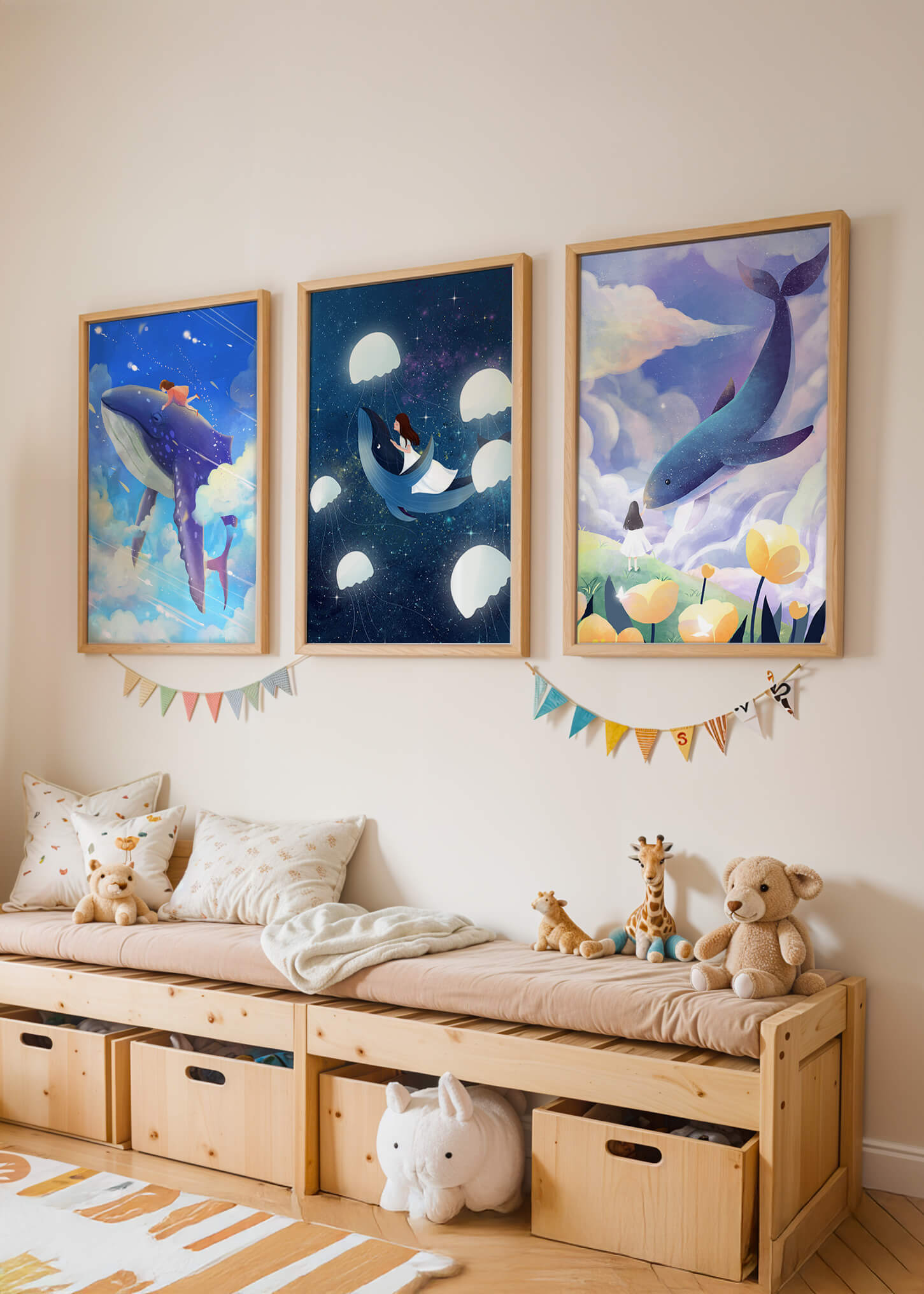 Impresiones Artísticas con Ballenas en Estilo Fantasía