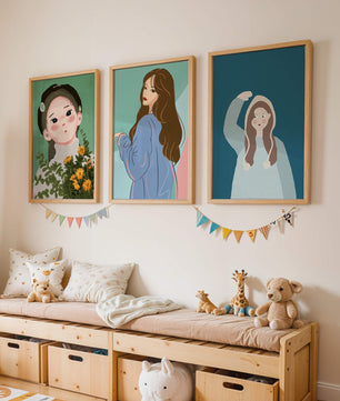 Impresiones artísticas de retratos femeninos en estilo moderno
