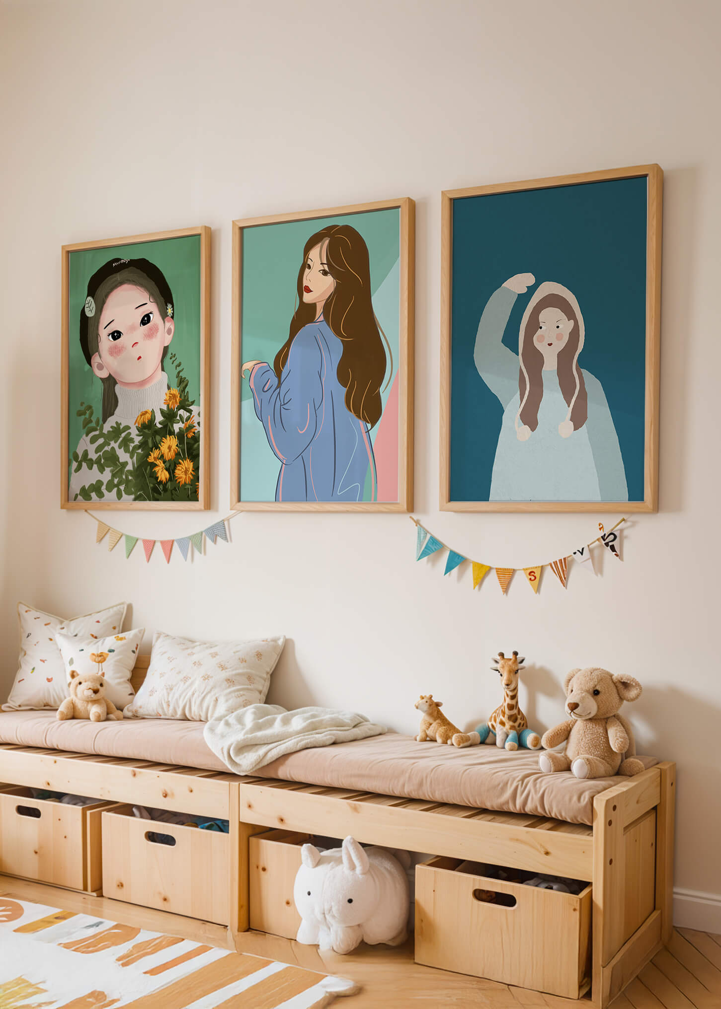 Impresiones artísticas de retratos femeninos en estilo moderno