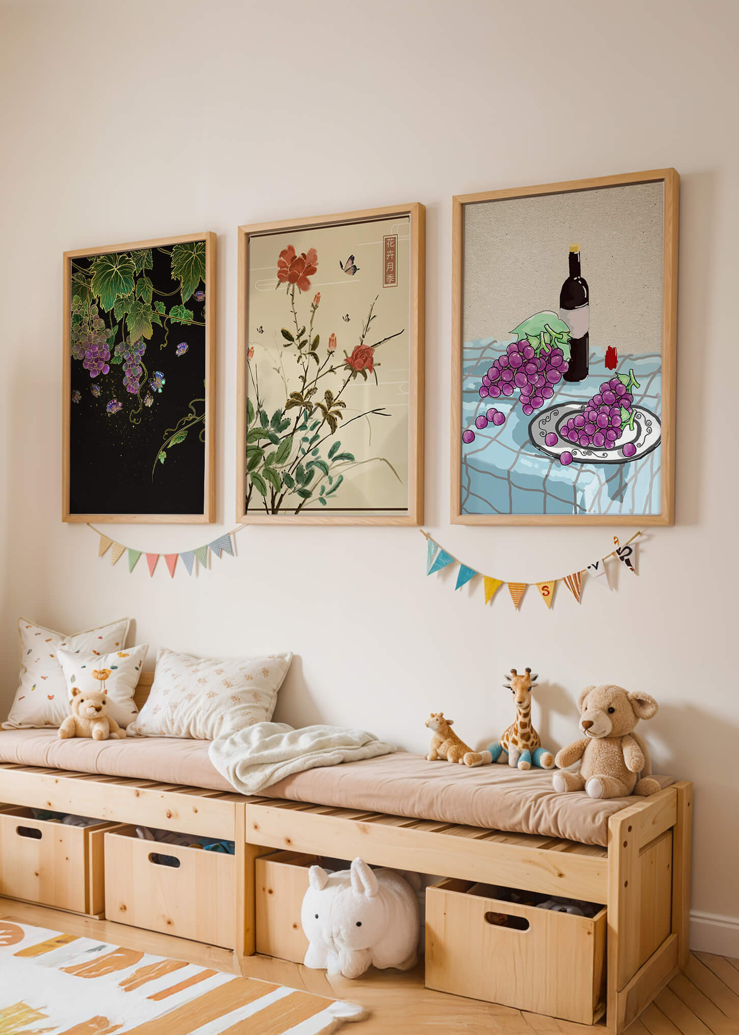Œuvres d’art florales et fruitières avec des détails naturels
