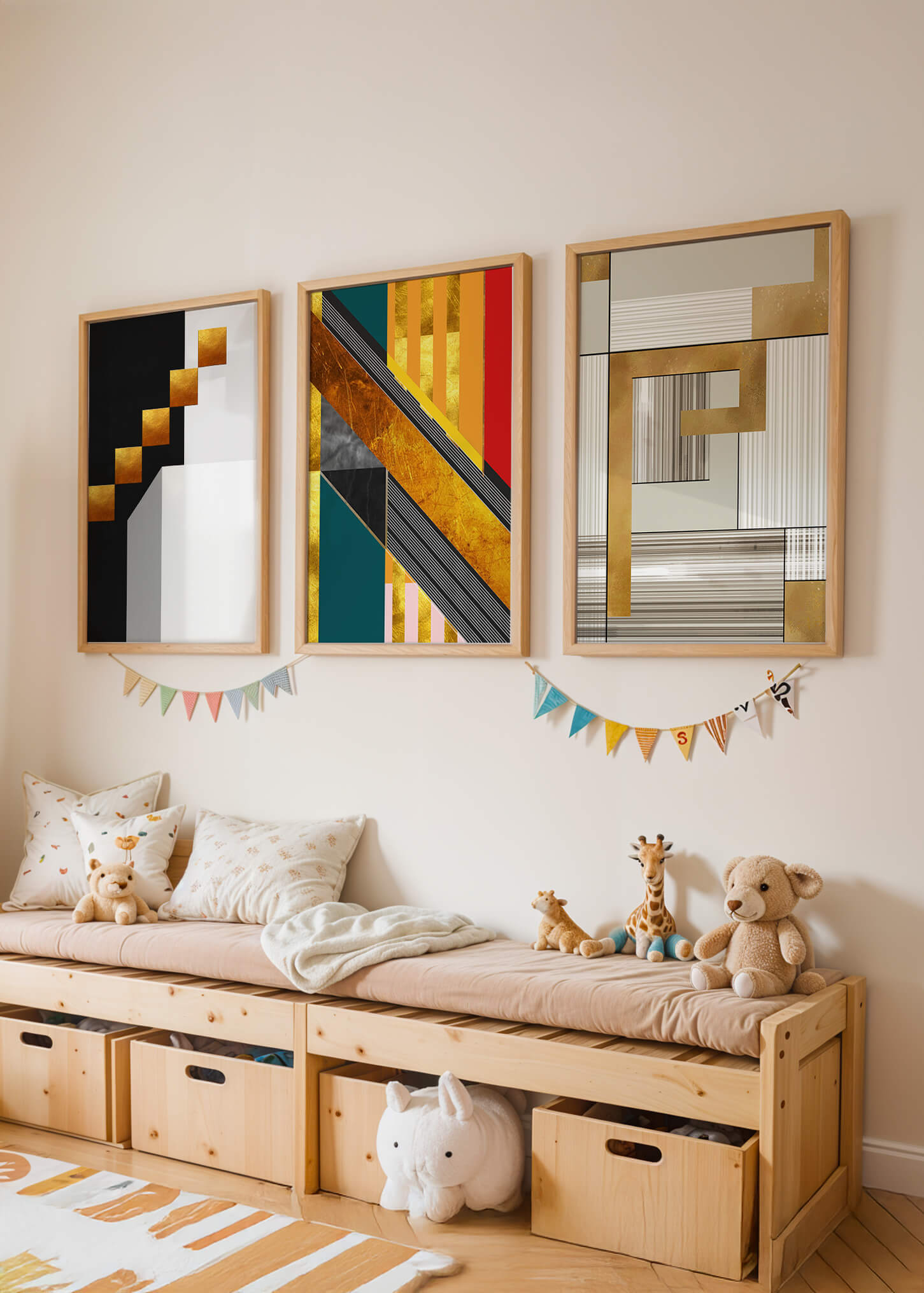 Arte Abstracto Moderno con Detalles Dorados