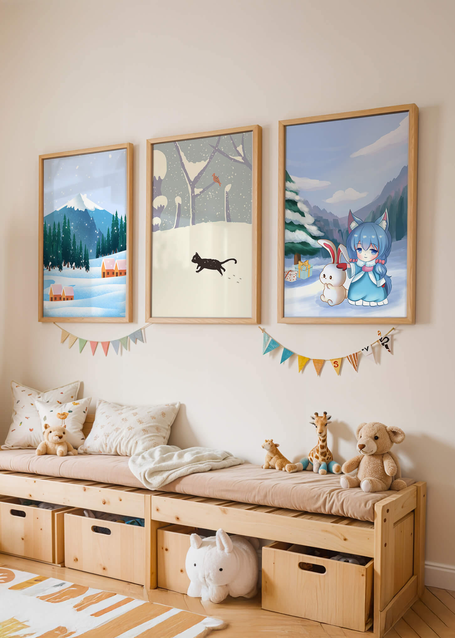 Paysages enneigés et personnage fantastique en impression de haute qualité