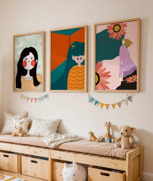Art moderne coloré en trois designs verticaux