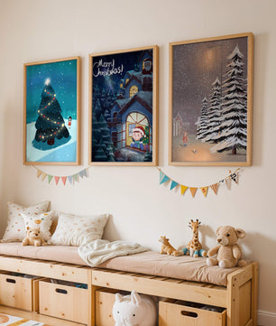 Décoration de Noël avec illustrations hivernales et ambiances festives