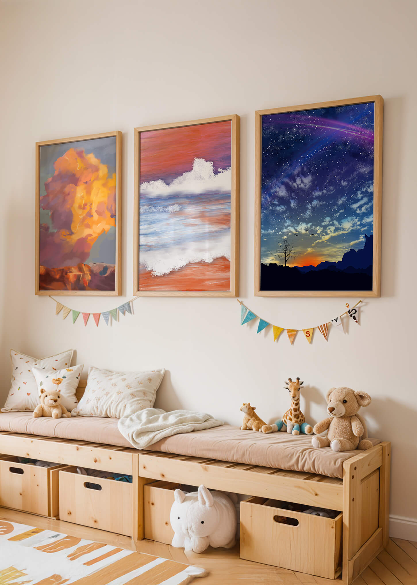 Pinturas Abstractas De Cielo Y Paisaje Sin Marco