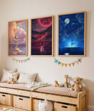 Décoration murale moderne avec œuvres d'art sans cadre