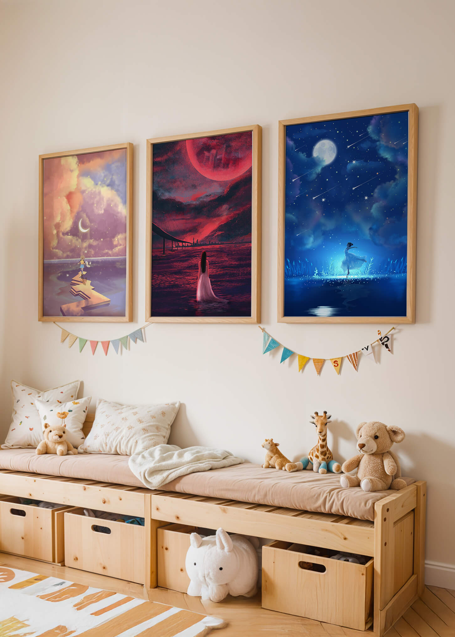 Decoración Moderna de Pared con Obras de Arte Sin Marco