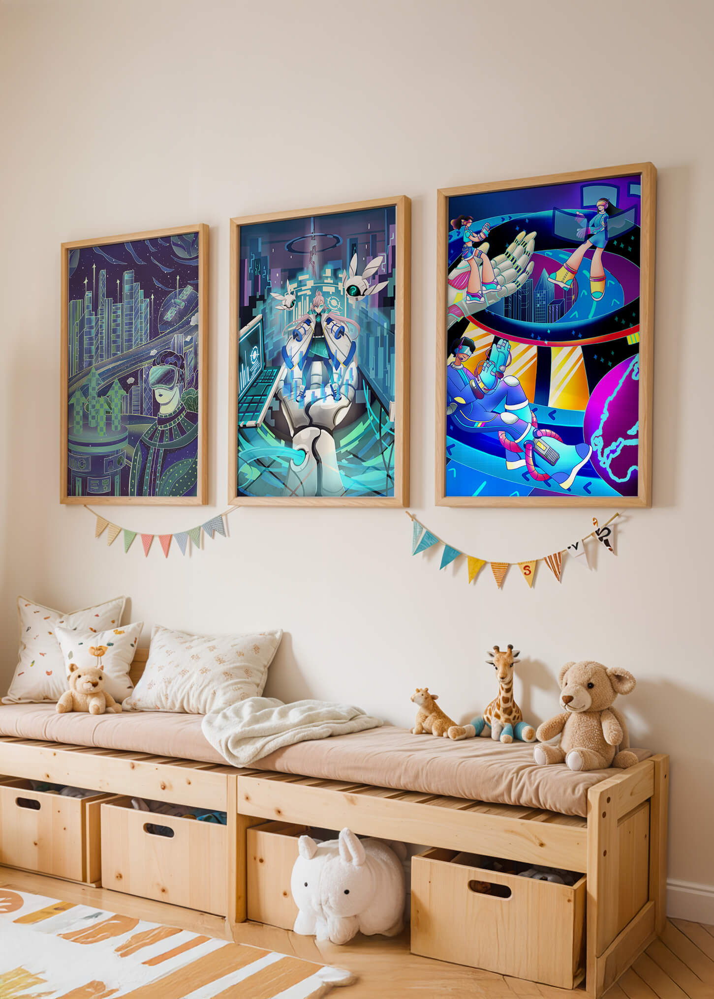 Impresiones Futuristas en Arte Digital Sin Marco