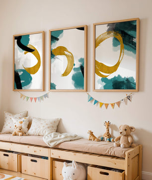 Decoración abstracta moderna sin marco con elementos dorados