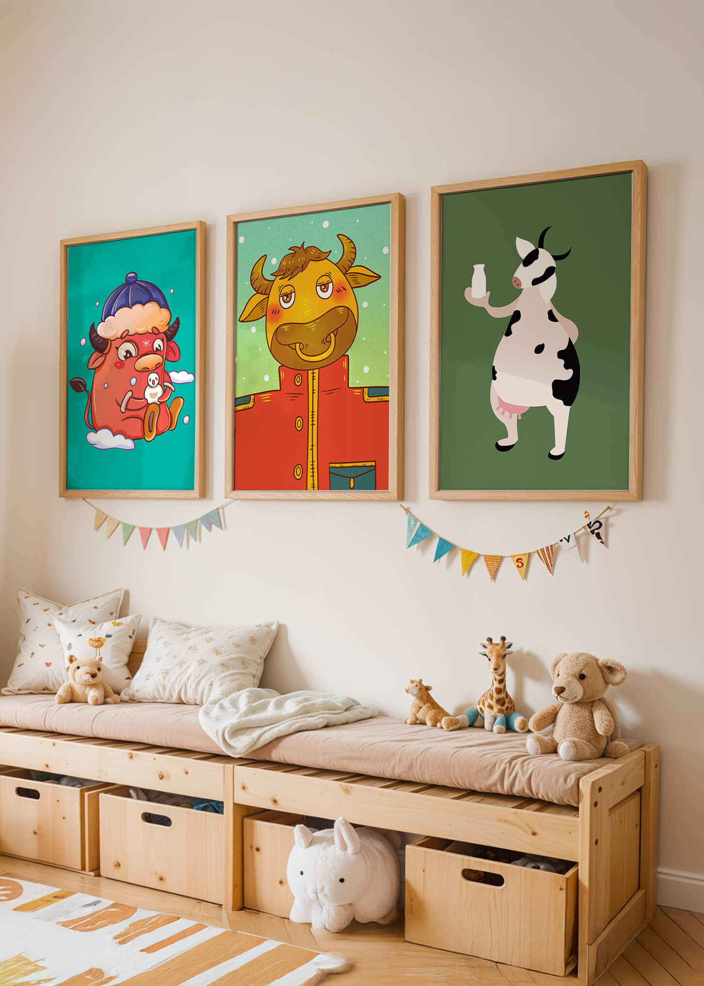 Animaux Illustrés dans des Cadres en Bois