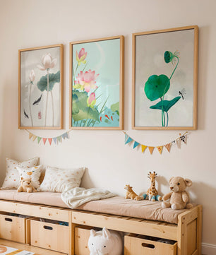 Images de fleurs de lotus avec des designs minimalistes